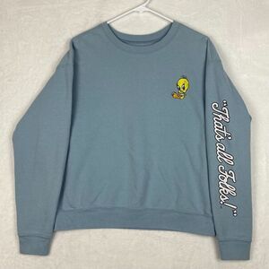 Looney Tunes Tweety Bird Sweater Womens Large Thats All Folks Sweatshirt